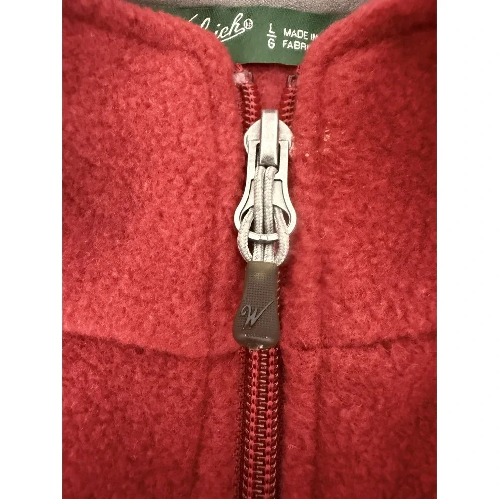 Woolrich Fleece Vest Red Ruby Full Zip Side Pockets‎ Womens Size L